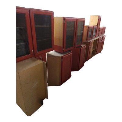 34534 10pc Cherry Red Stained Oak Cabinet Set