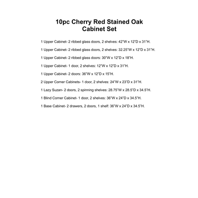 34534 10pc Cherry Red Stained Oak Cabinet Set
